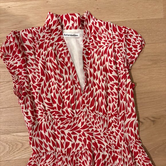 Reformation Alisa Heart Print Midi Dress Size 6 - Picture 5 of 6